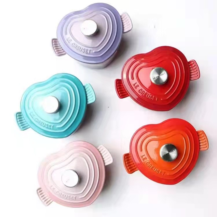 Non-палка Cookware Set, Enamel Pot, Cast Iron, Heart, Flower Shape, Kitchen Cooking, wholesale