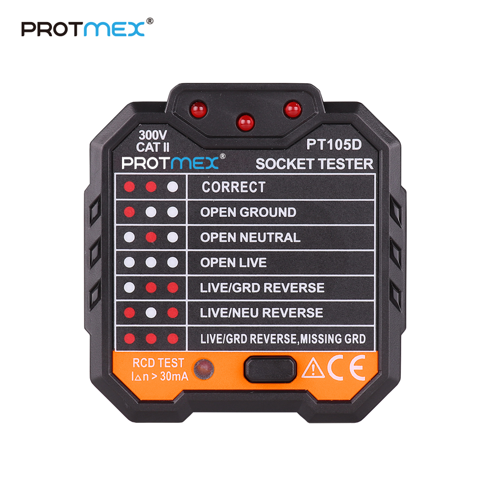 Тест напряжения PROTMEX PT105D, универсальный дополнительный тестер электрической розетки европейского типа