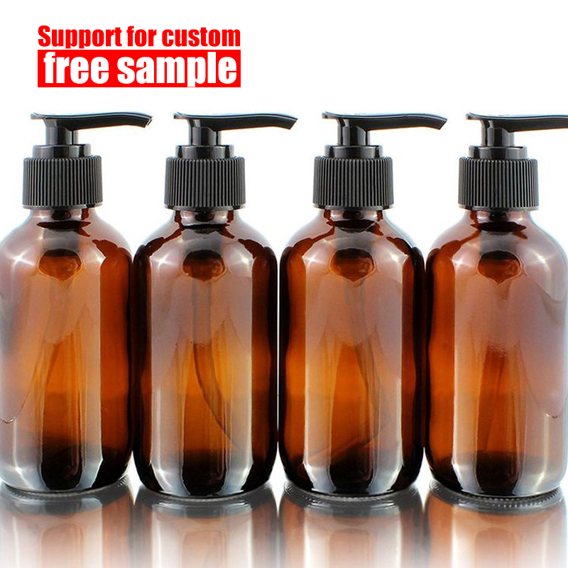 Wholesale 250ml 500ml Empty Amber White Tall Boston Glass Pump Bottles