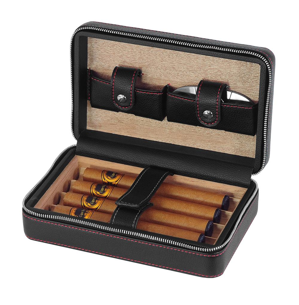 Factory Wholesale Spanish Cedar Humidor Cases Travel Leather Cuba Cigar Case
