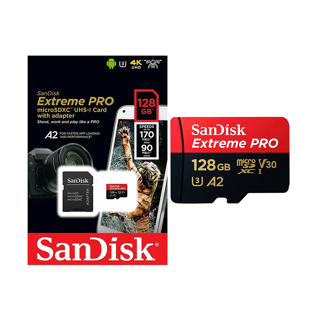 Высокая скорость 170 МБ/с. двойной флеш-накопитель Sandisk Extreme Pro Micro SD карта, 32 ГБ, 64 ГБ, 128 ГБ 256 A2 U3 V30 слот для карт памяти для мобильного телефона камеры