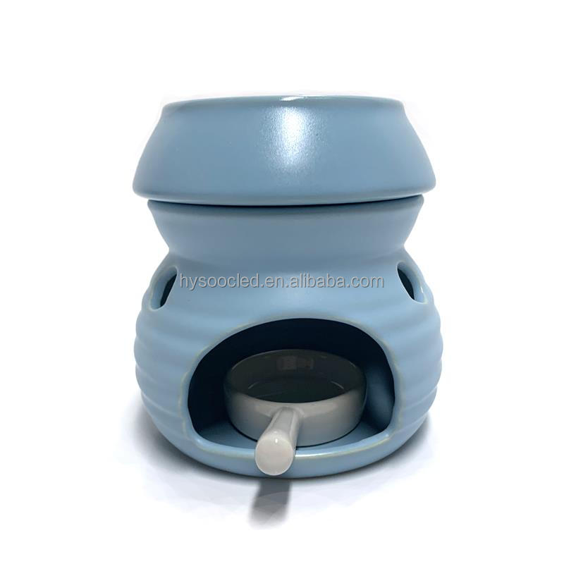 Amazon Hot Sale Aromatic Oil Burner Ceramic Aromatherapy Lamp Candle Aroma Furnace Oil Lamp Home Decor Blue Candle Aroma Burner