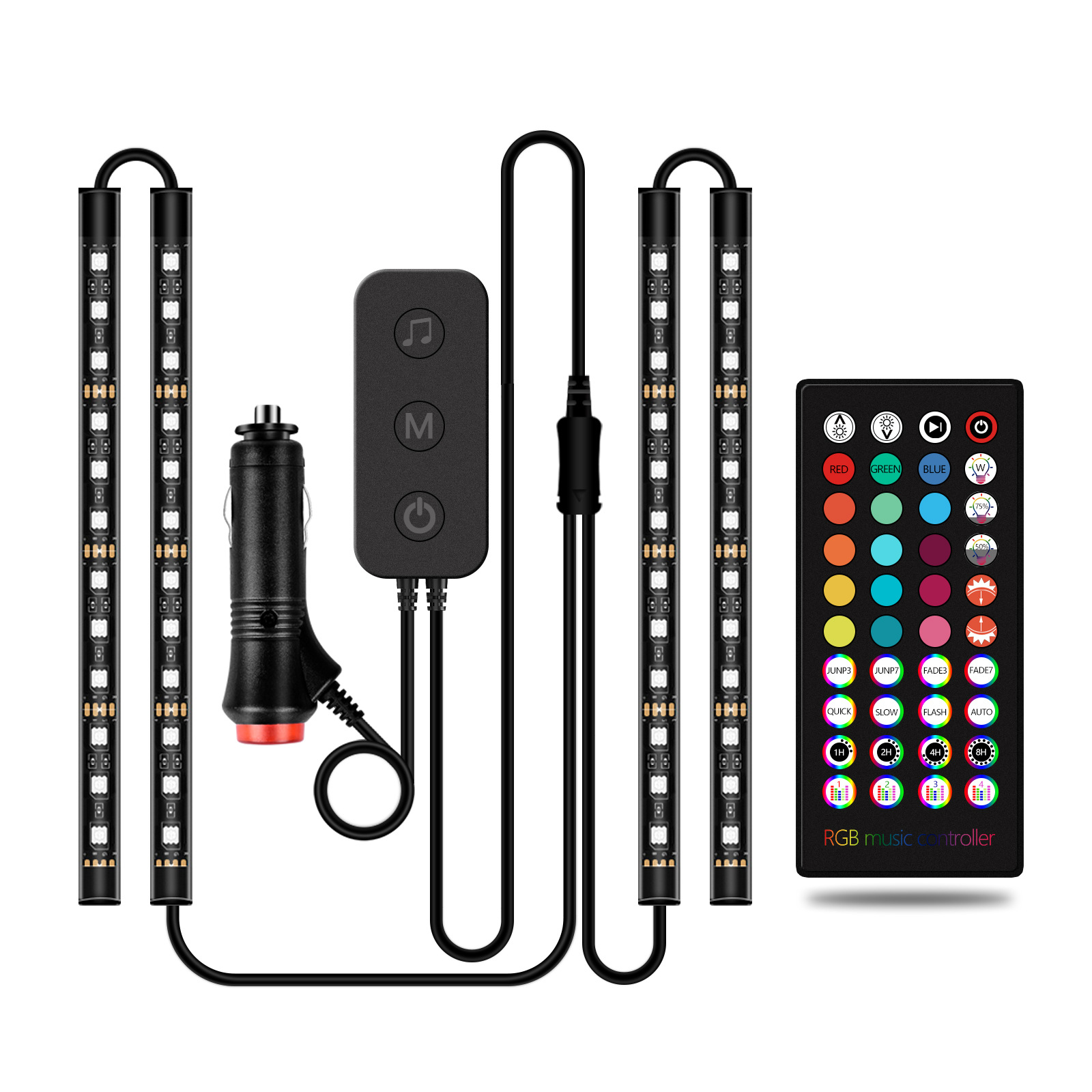 Hot Sale High Quality RGB Remote Flexible Strip Light Car Interior Atmosphere LED Lights Strip