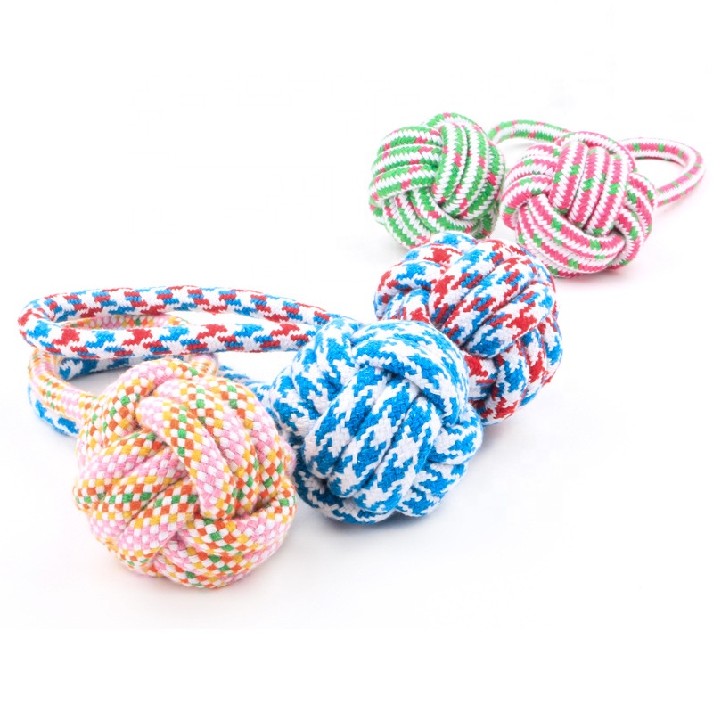 Multicolor Cotton Rope Single Ball Pet Teeth Molar Toy Dog Cotton Rope Toy