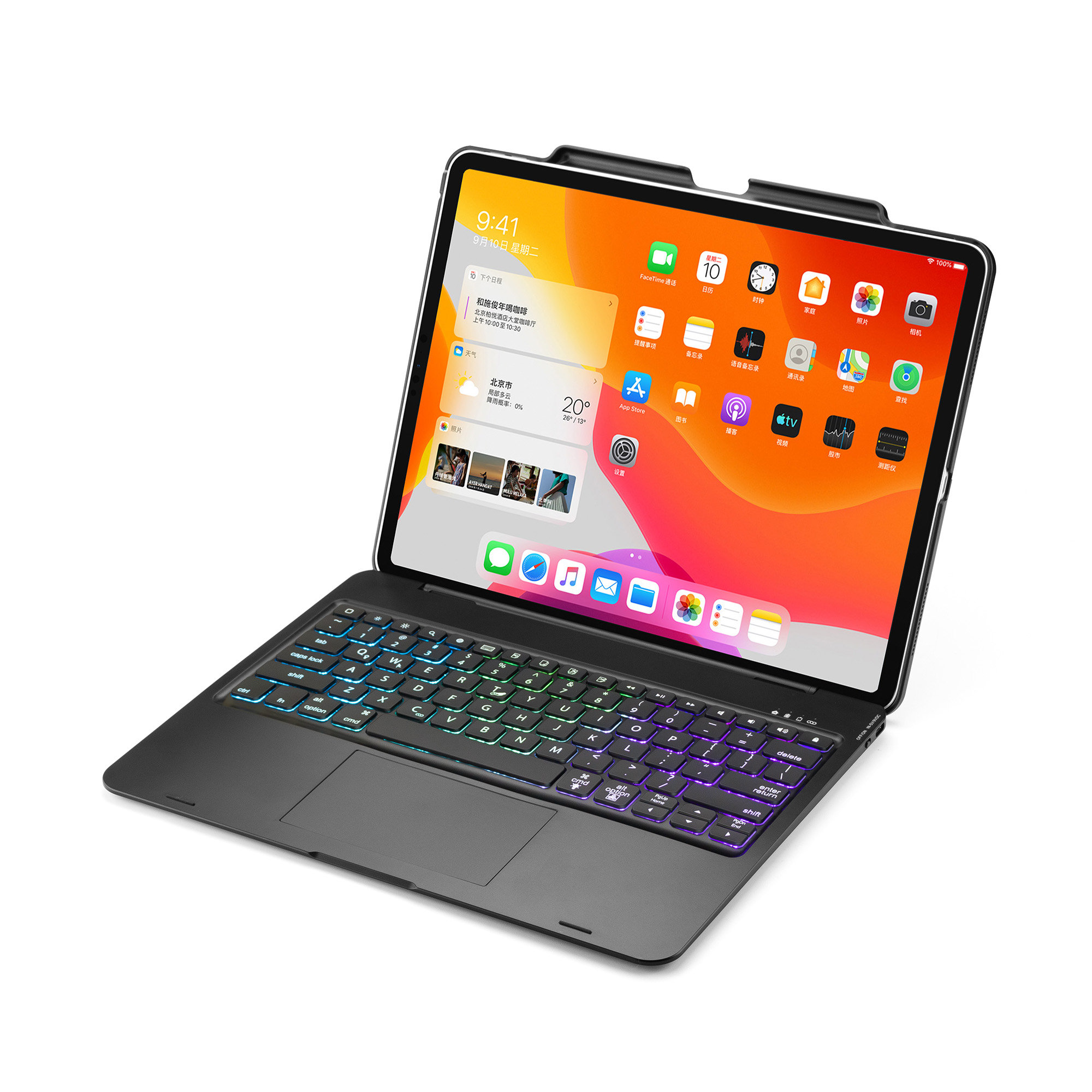 Чехол для клавиатуры для iPad Pro 12,9 дюйма-3 поколения/2020-4-го поколения, сенсорная панель, чехол для клавиатуры с подсветкой, держатель для карандашей в комплекте