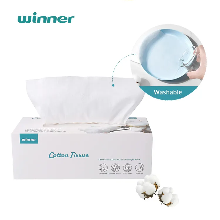 Winner OEM Factory Winner Disposable Make Up Remover Purcotton Soft Face Tissu Towel Thick 100% Spunlace Non-woven Cotton Tissue