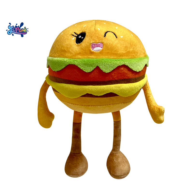 JOPARK Food Plush Toy Cute Long Legs Simulation Hamburger Food Plushies Soft Stuffed Animals Funny For Home Party Birthday Gift
