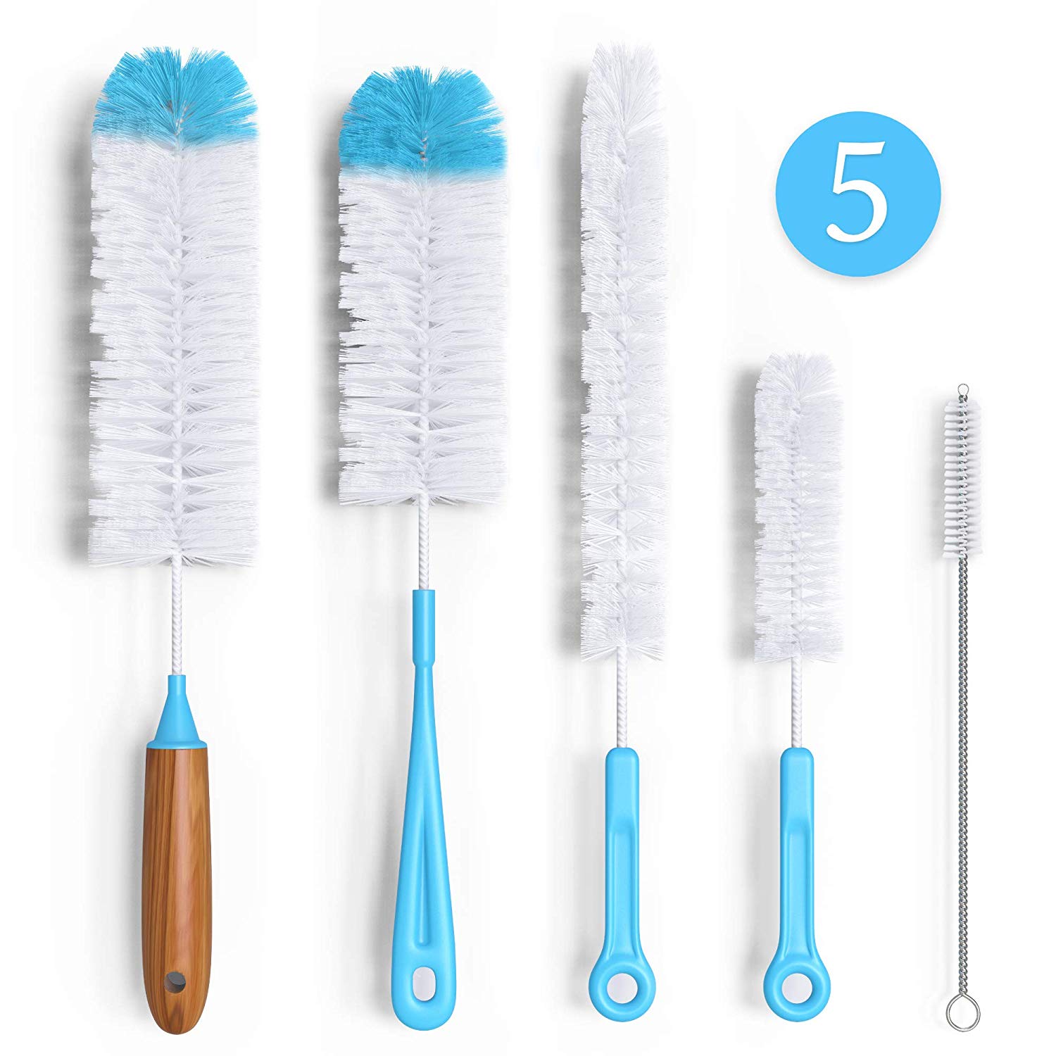DX Bottle Brush Cleaner 5 Pack Long Water Bottle and Straw Cleaning Brush Kitchen Wire Scrub Set Washing brush cleaner