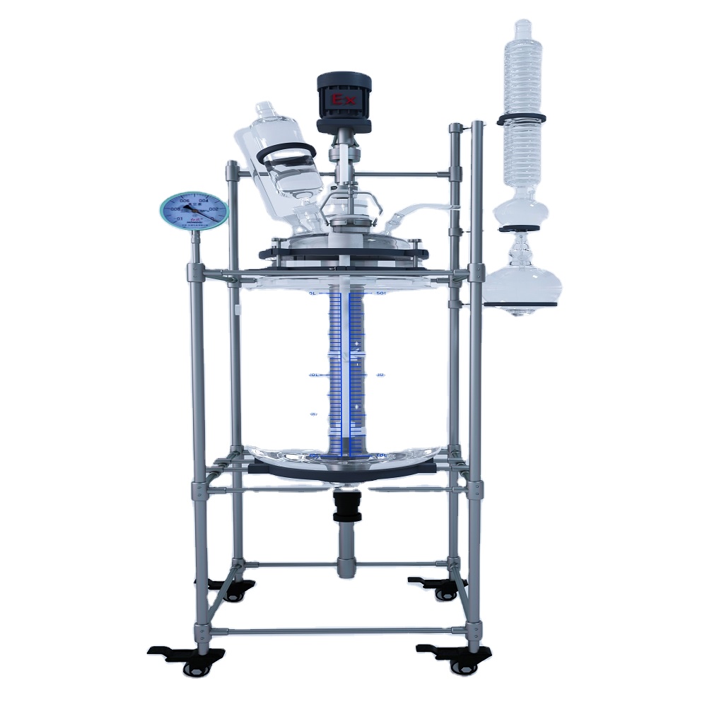 Laboratory Chemical Jacketed Reactor 200L Double Layer Glass Stirred reactor