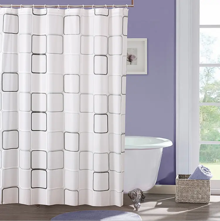 Shower Curtain Shower Bathroom Curtain Polyester Fabric with Hooks Waterproof Quick Dry 72''x72'' Free Sample Wholesale Price