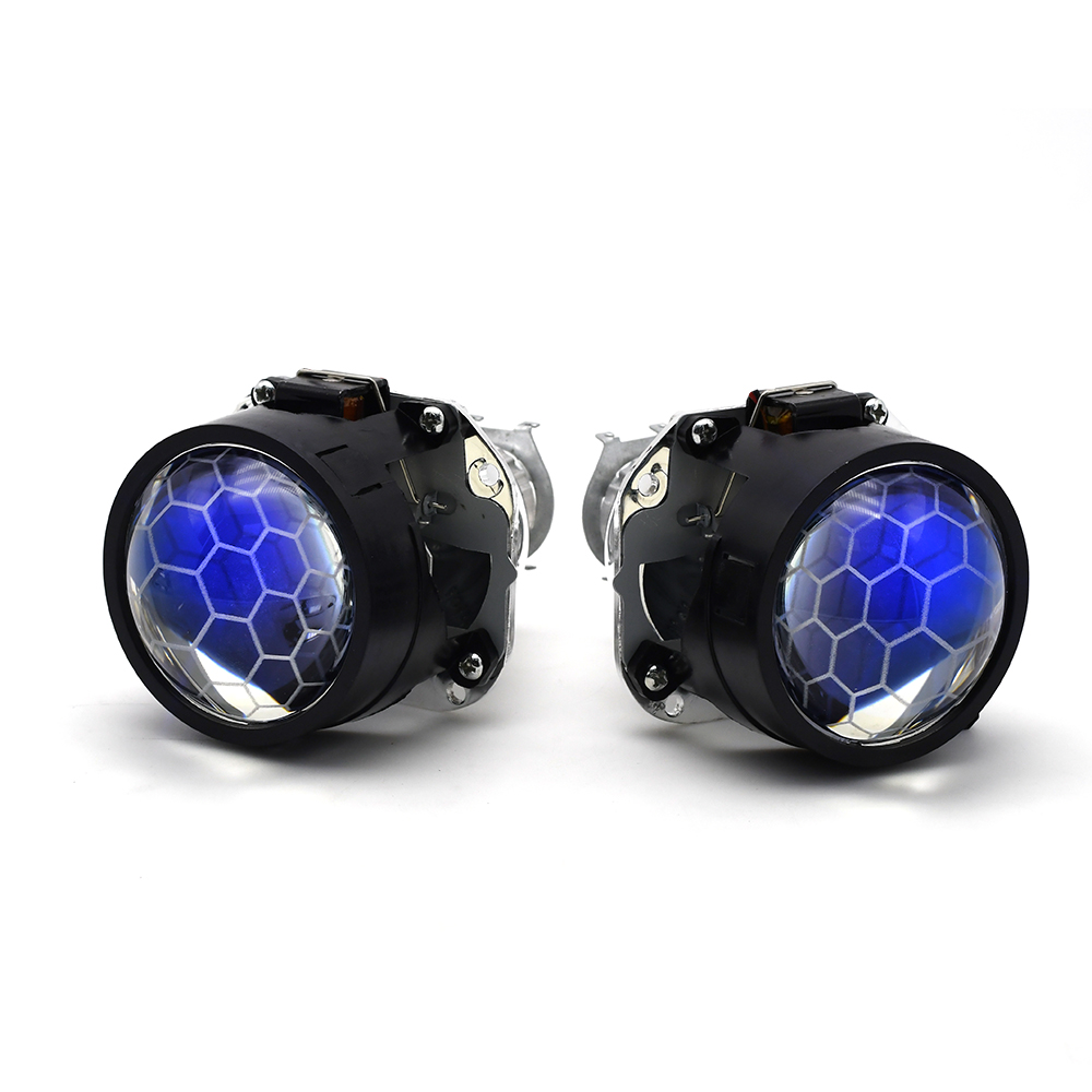 2.5 Inch Mini Bi Xenon Honeycomb Projector Lens DRL Angel Eyes Shrouds Xenon Kit For H1 H4 H7 Car Motorcycle Headlight Retrofit