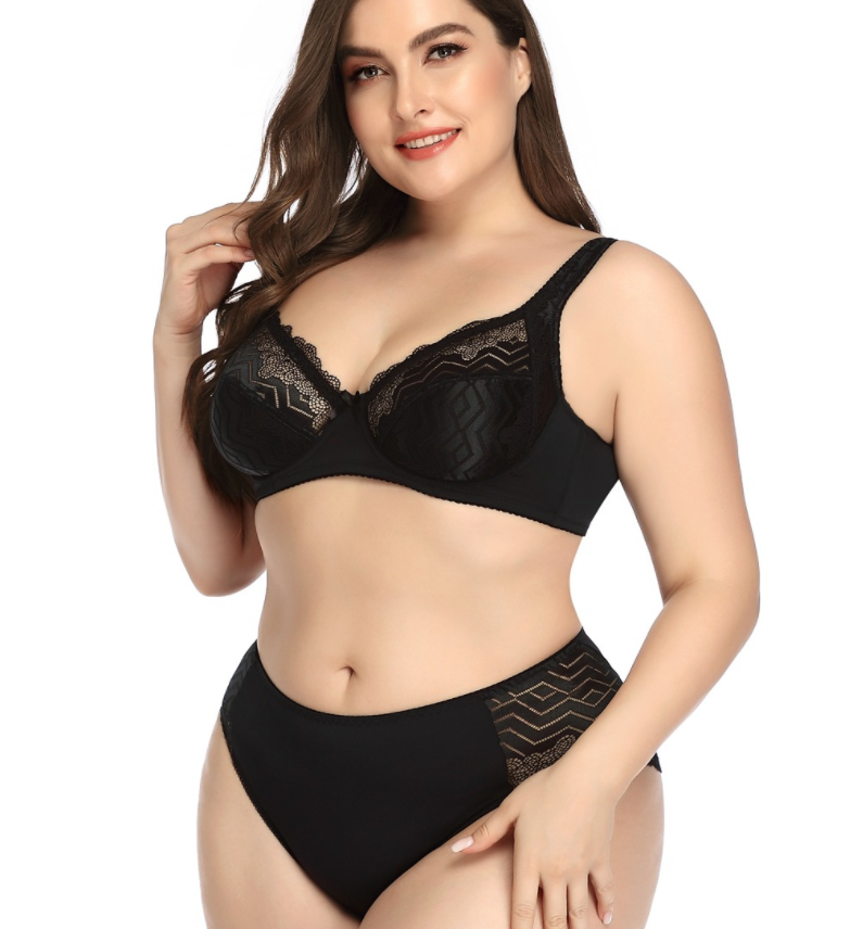 Large Size Sexy Bra Set European And American Sexy Underwear Comfortable Breathable Large Cup Bra Plus Size Women'S Underwear