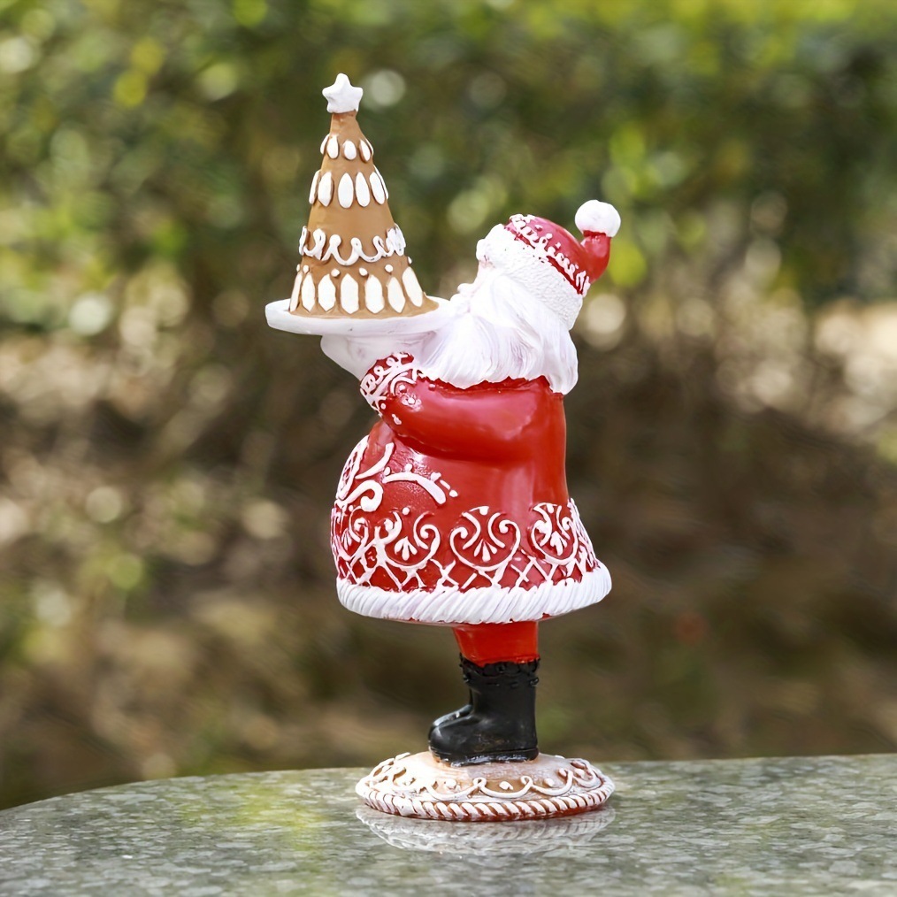 Custom Christmas Decor Tabletop Dessert House Tree Resin Gingerbread Mr. and Mrs. Santa Claus Figurine
