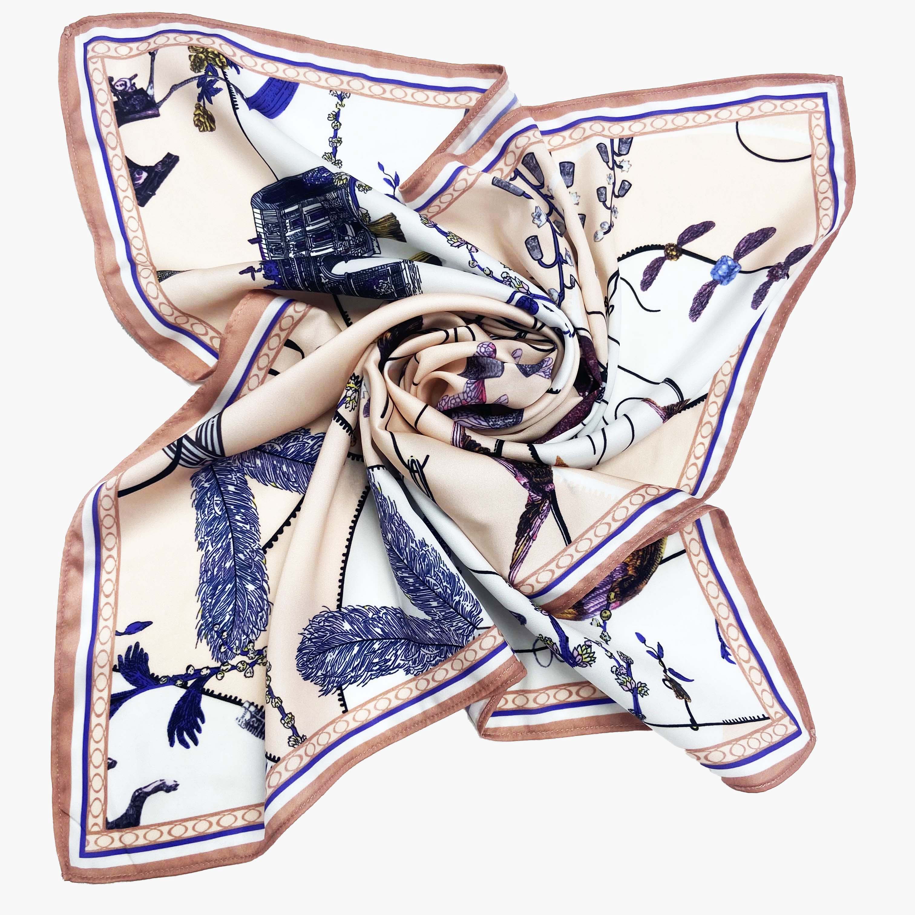 58*58cm printed hand kerchief Neck Gaiters silk scarf custom printing
