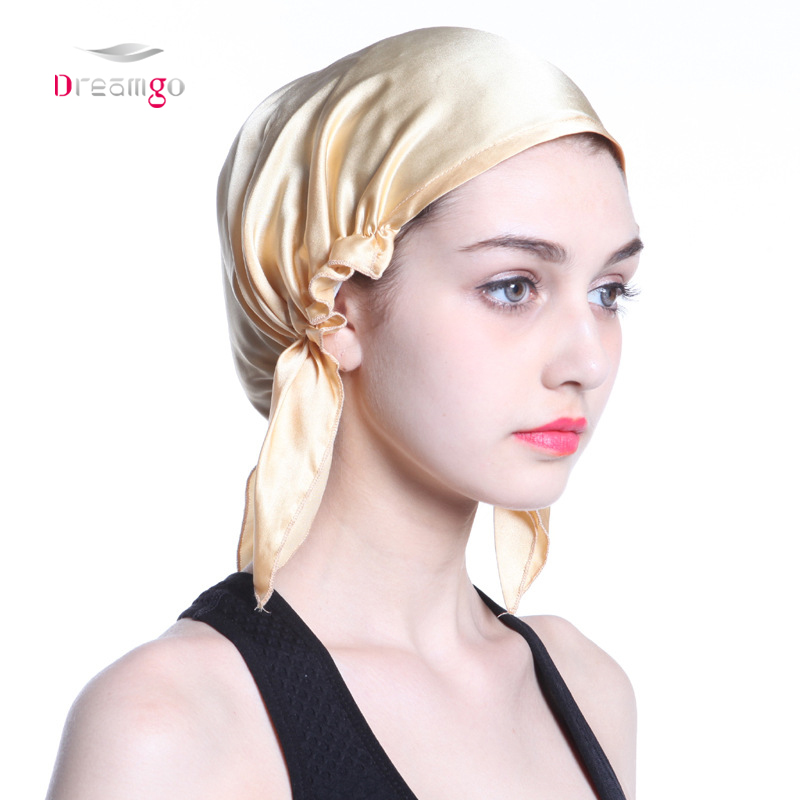 wholesale 100% mulberry silk designer bonnets and satin hair wraps bonnet