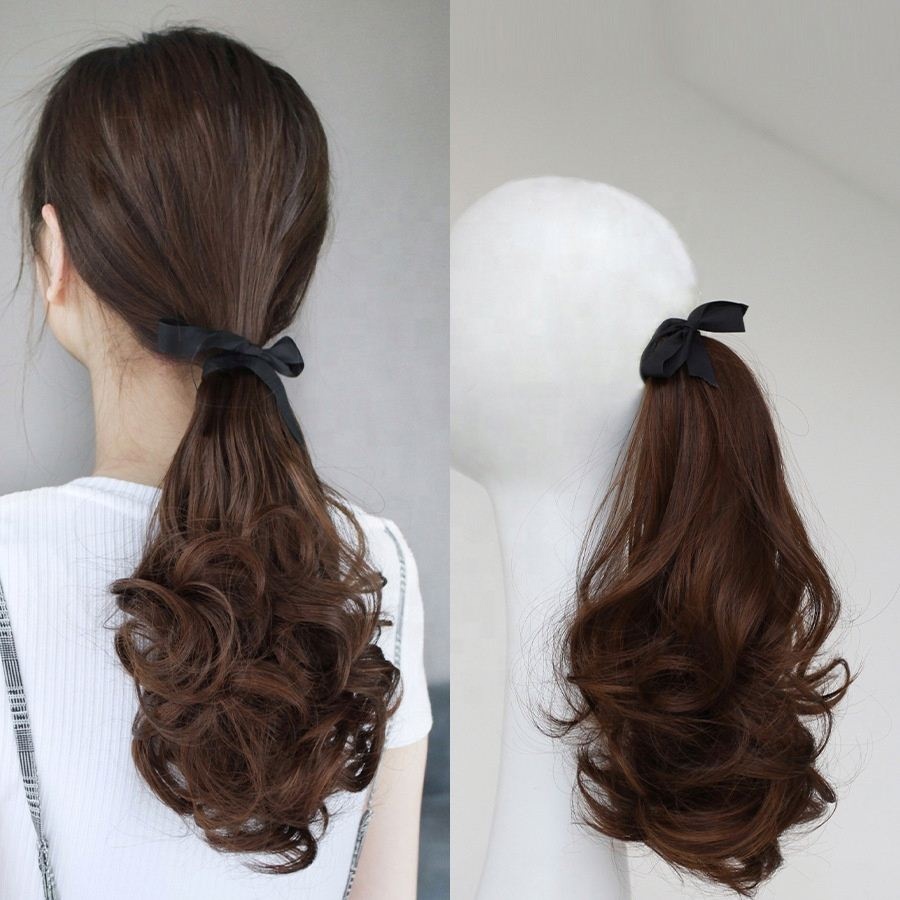 Ready ship Big Wave Curly Wig 25cm Ponytail Tie Wig Women's Short Ponytail Wig