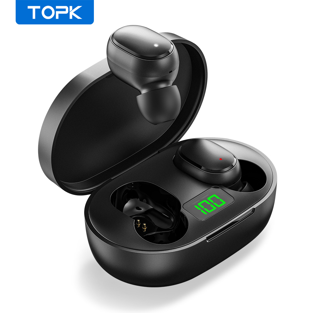 TOPK T24 Mini Led Inear TWS Wireless Earbuds Portable Ear Earphones Headphones Headset