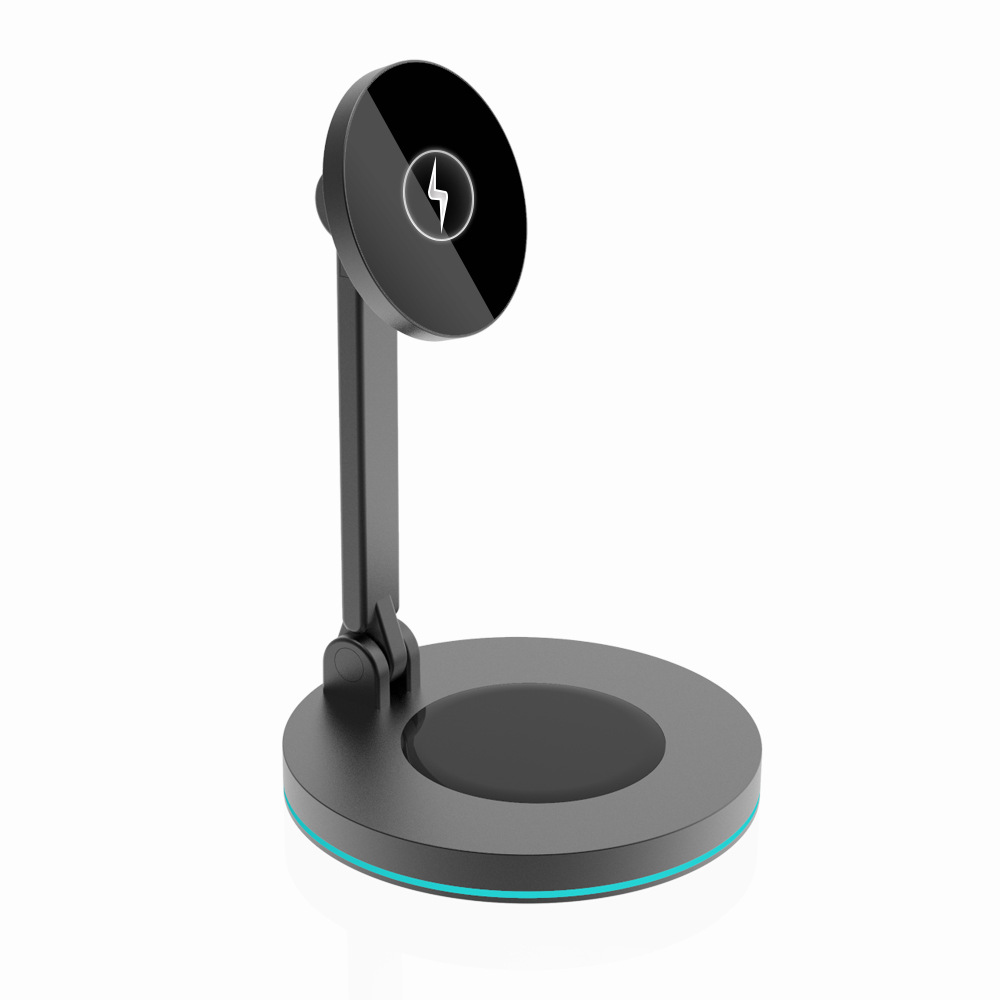 15W Fast Magnetic Wireless Charger For Phone 2 in1 Luxury Metal Charging Stand Bracket Hidden Desktop Stand wireless Charger