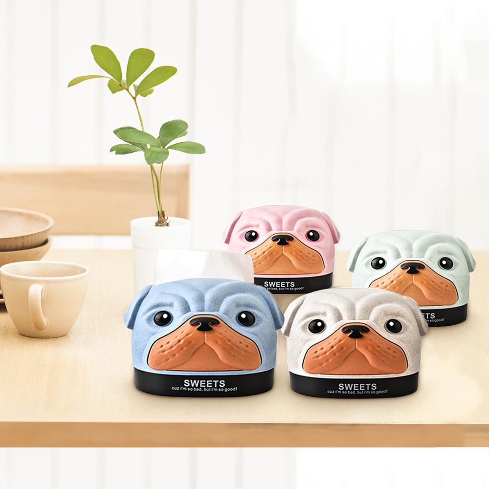 Мультяшная коробка для салфеток Bulldog, откачивающаяся бумажная коробка для дома, гостиной, ванной, туалета, многоразовая бумага, держатель для салфеток, контейнер