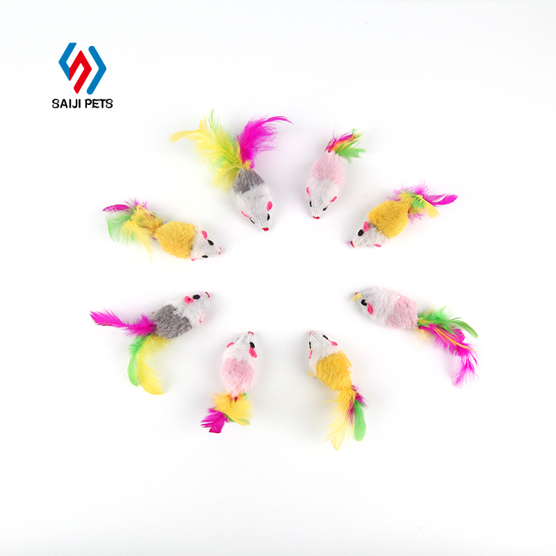 Saiji wholesale multi-size pet interactive plush mouse catnip cat toy