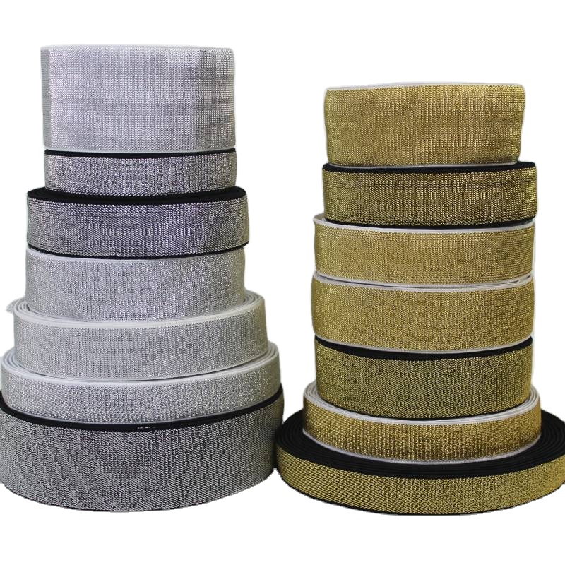 Glitter Gold Silver Elastic Bands 25mm 40mm Nylon Pants Lace Trim Waist Band for DIY Sewing Garment Trousers Accessories