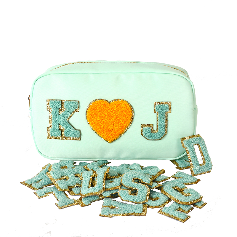 Kaijie Stock New Self Adhesive 3M Backing Multi Color Chenille Letter DIY Gift Clothing Bag Patches Custom Embroidery Alphabet