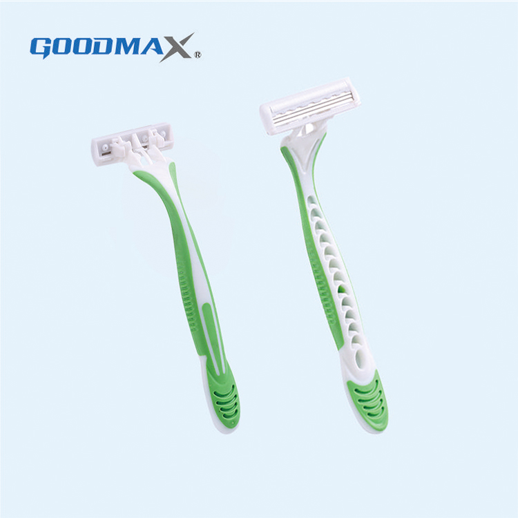 High quality displayed card safety triple blade disposable straight razor
