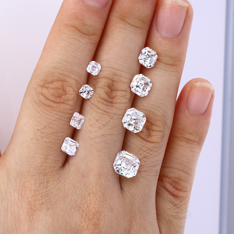 starsgem hand cut fany shape moissanite 6.5*6.5mm Asscher cut moissanite loose stones