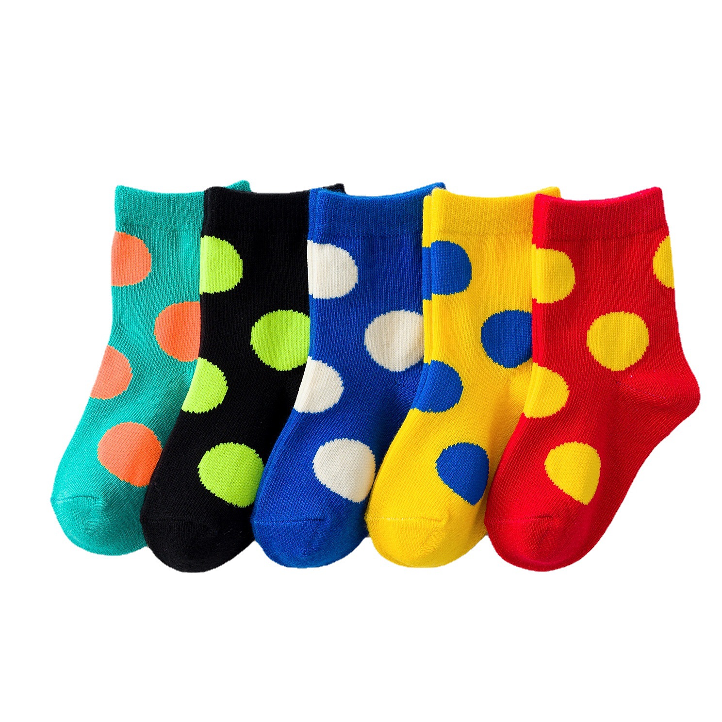 Hot selling good quality new arrival multicolor cute personality kids fashion adorable dot baby kids socks for all season