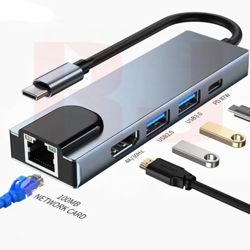 Высокая скорость передачи 3 USB-порта Тип C PD Зарядное устройство USB C HUB адаптер для RJ 45 для Macbook Pro