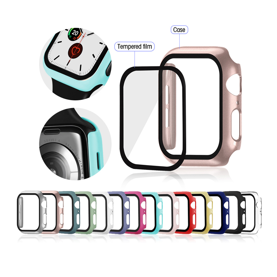 Полностью защищающий экран Чехол-бампер для Apple Watch 6/SE/5/360, защитная пленка из закаленного стекла для iWatch 4/4/3, 5/6