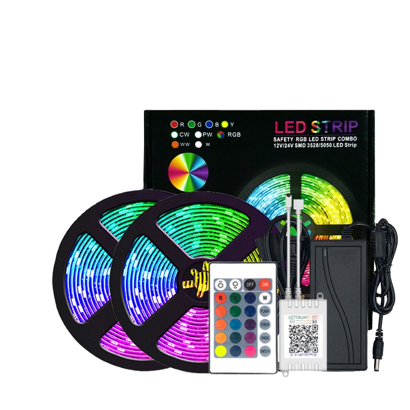 Светодиодная лента с 5050 диммируемой эпоксидной смолой, водонепроницаемая RGB полоса, комплект освещения с приложением, управление зубами, музыкальная мягкая световая полоса