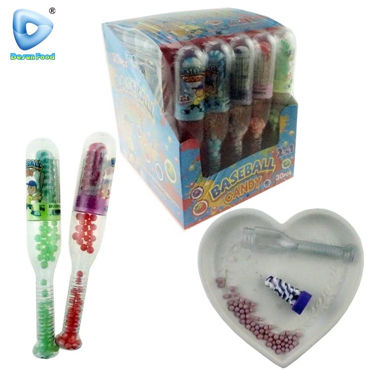 2 in 1 nipple lollipop candy with pearl candy baseball bat shape toy candy