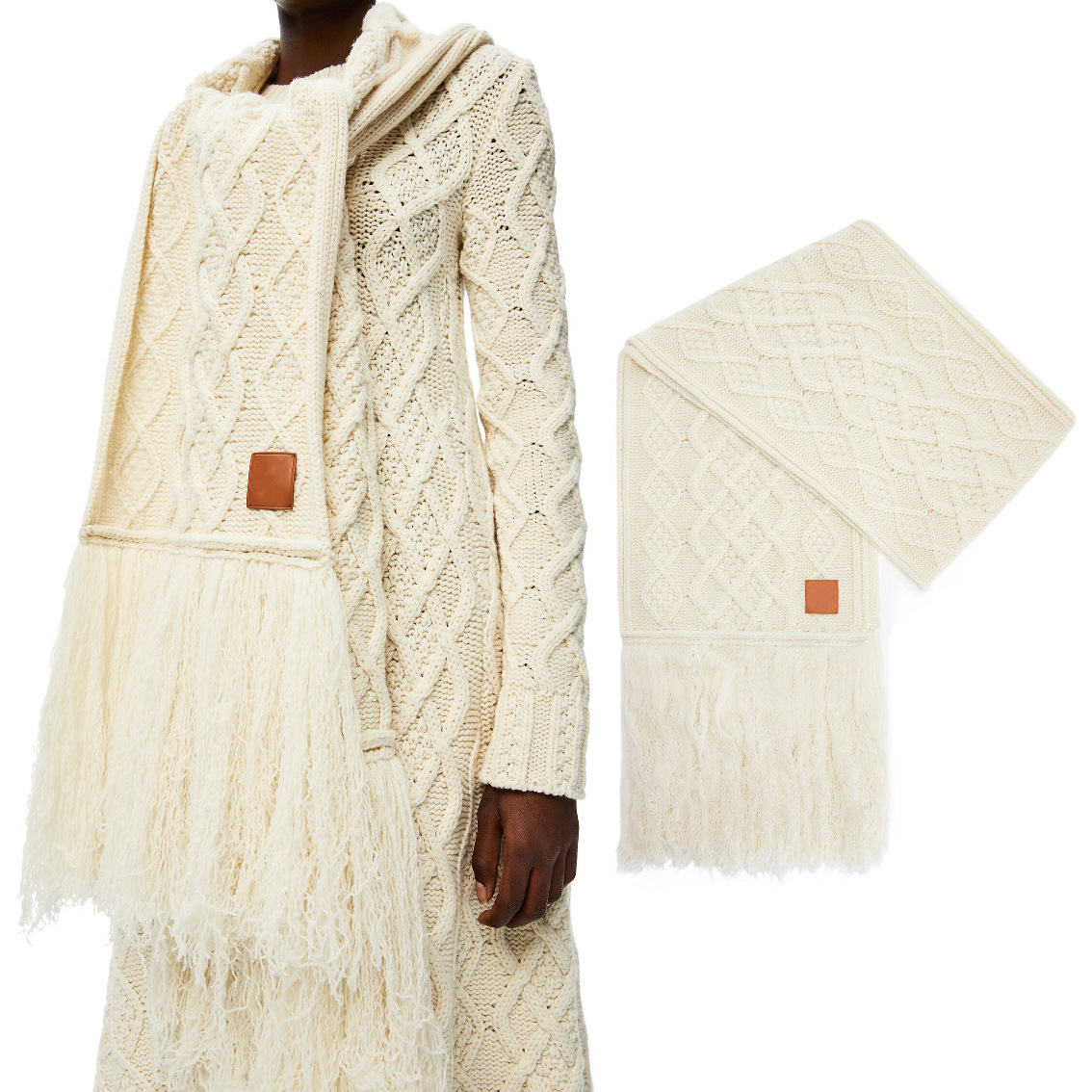 2021 new factory custom loew family same scarf women autumn and winter knitted cable fringed scarf