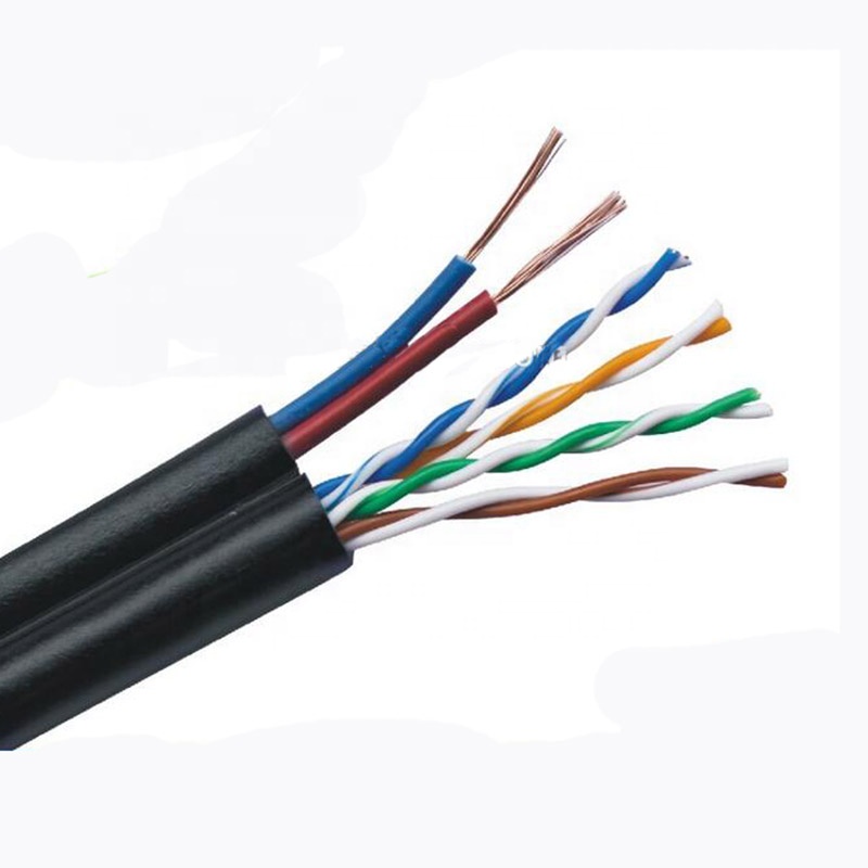 Сетевой кабель локальной сети с 2c силовой провод Cat5e / CAT6 кабель локальной сети кабель питания для использования в помещении и на улице