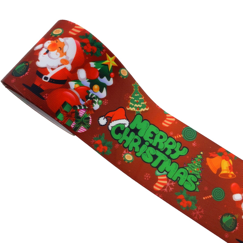 75mm Christmas Printed Grosgrain Ribbons For Hair Bows DIY Handmade Materials
