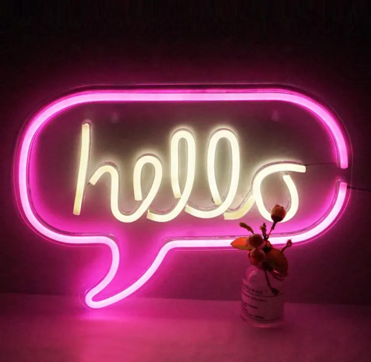 Customize Small Plastic Acrylic cafe Neon Signs for Bedroom Wall Decorations Hello Pineapple Led Neon Light for Room Decor