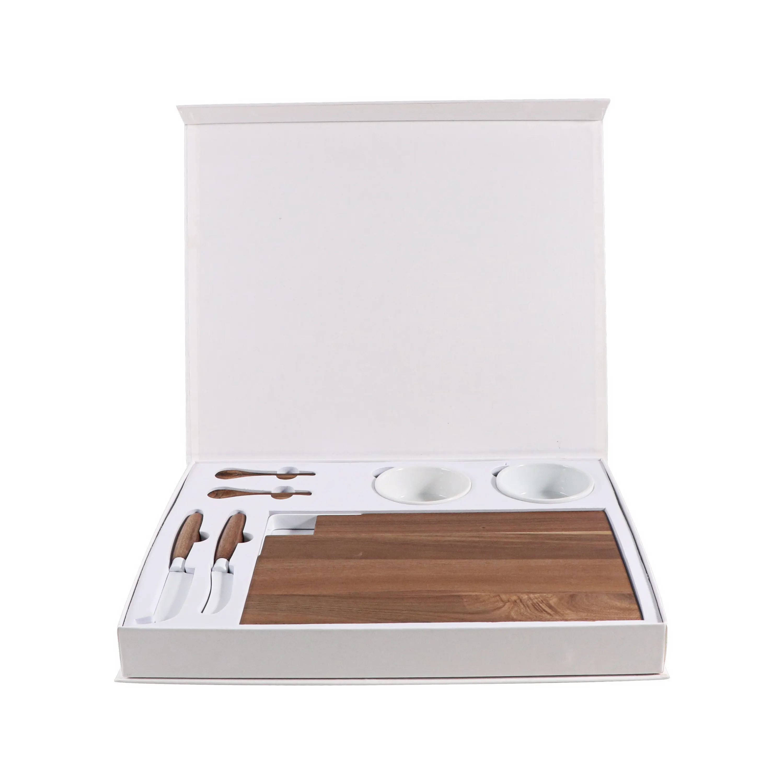 Charcuterie Board Set With White Ceramic Bowl  Acacia Cheese Board Gift Charcuterie Cutting Board With Knife Set