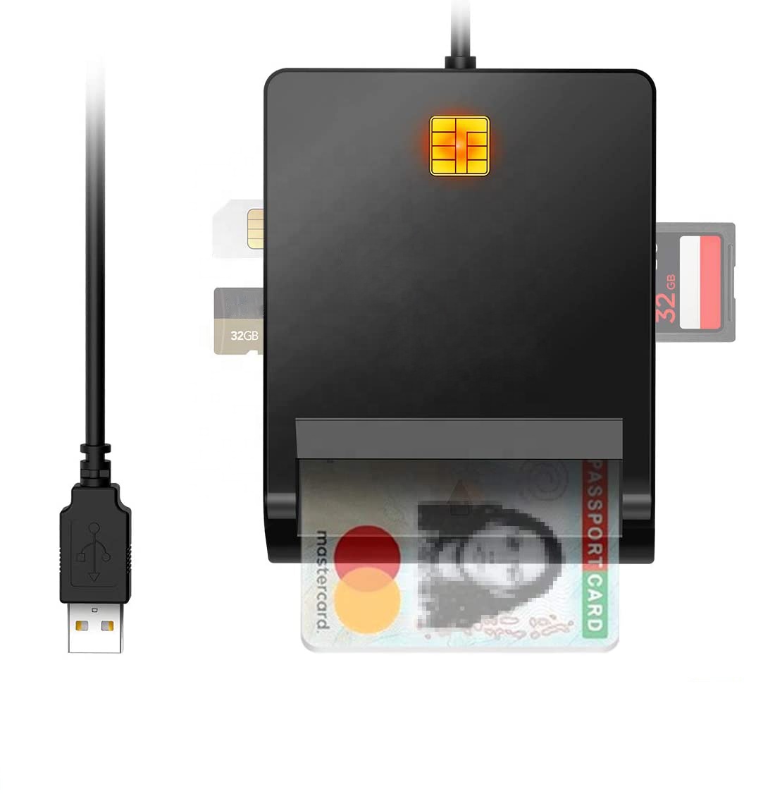 USB считыватель смарт-карт, CAC кард-ридер совместимый для Windows, Mac OS и Linux, циклическая запись, SD MicroSD TF ATM IC ID кард-ридер с двойным
