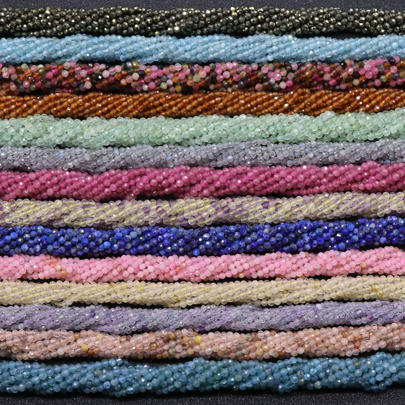 Natural 2mm 3mm Faceted Beads For Jewelry Making Anklets Necklace Bracelets Faceted Grey Stone Beads Turquoise