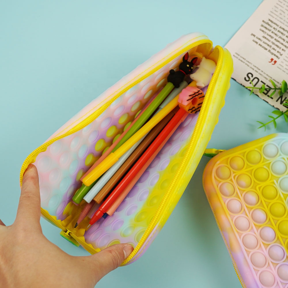 Zhejiang Top 10 Pencil Case Manufacturer Custom Made Silicone Fidget Pop Pen Pouch Personalized Pencil Bags