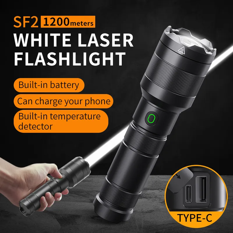 UniqueFire New LEP High Built-in Power Bank Rechargeable Long Range Reflector White Laser Torch Linterna Flashlight