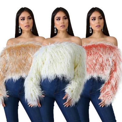 2020 O Neck Loose Casual Off The Shoulder Pullover Women Sweater
