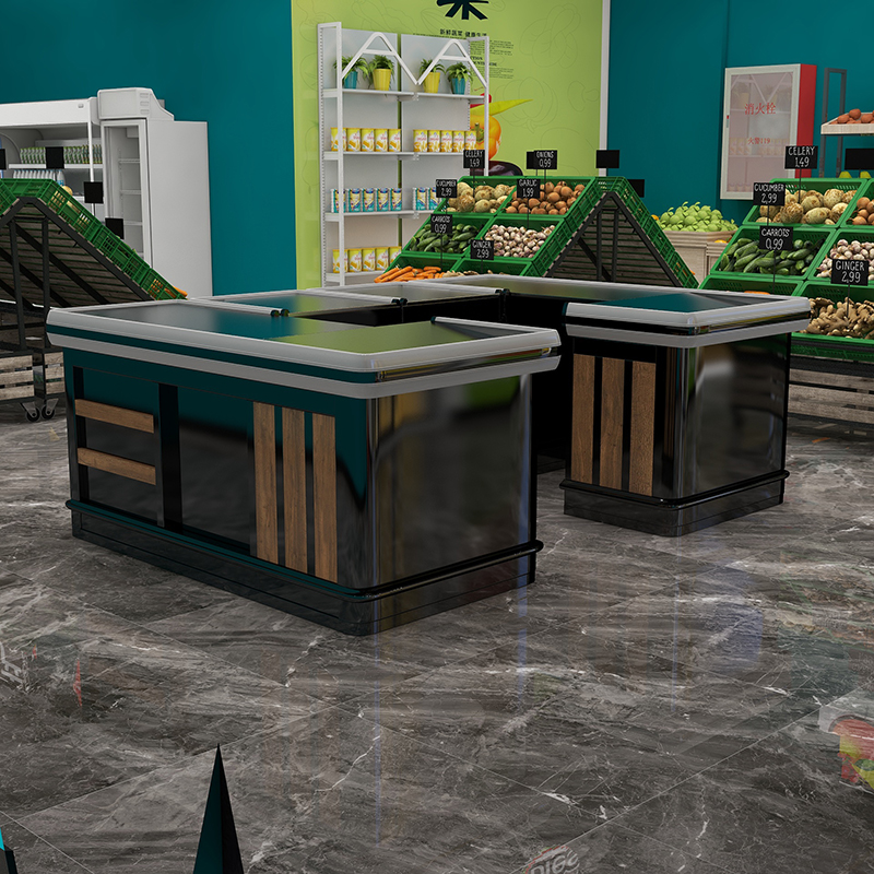 Customized Supermarket Design Grocery small cashier counter Checkout Counter Display Retail Cash Register Table