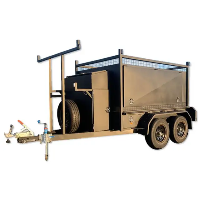 Black tandem axle utility tradie builder tank tradesman trailers