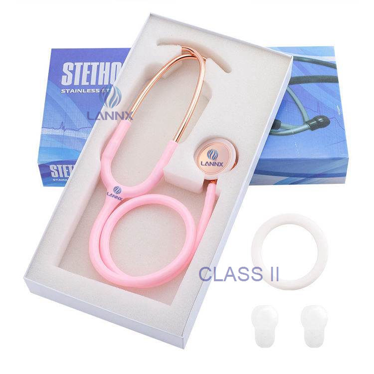 LANNX CLASS II Customize Hospital Nurses professional stethoscopes Kit Economical Medical Use Adult black dual head stethoscope