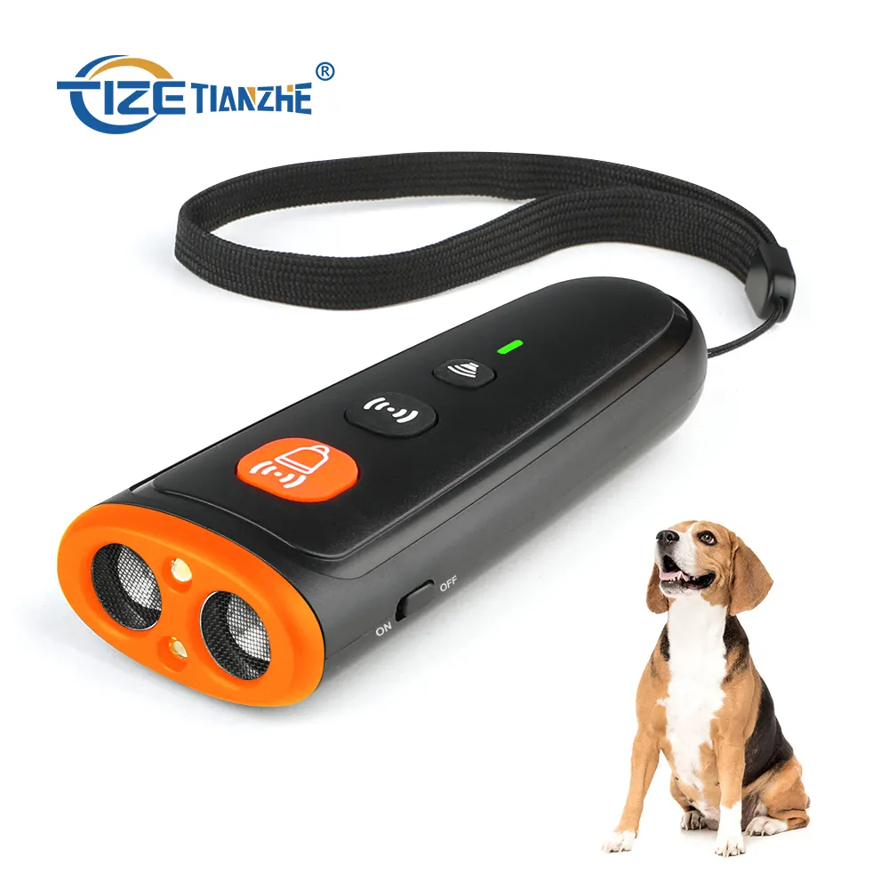 Amz Top Seller Rechargeable Sonic Bark Deterrent Anti Barking Stop Bark Training Device Trainer LED Ultrasonic Dog Repeller