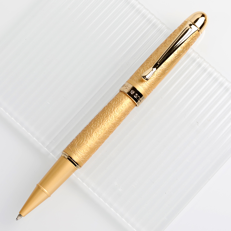 Customized High-end Luxury Metal Golden Rollerball Pen Special Pattern Ink Pens Business Gift Office Tools