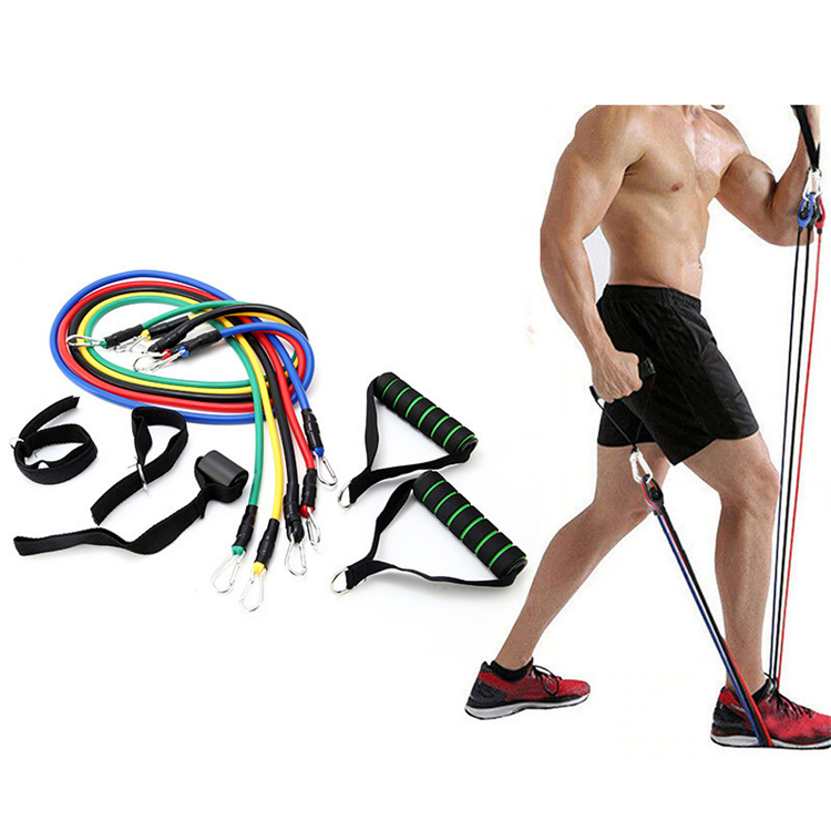 Home Workout 2021 Hot Sale 11 Piece Fitness Power Set Resistance Band