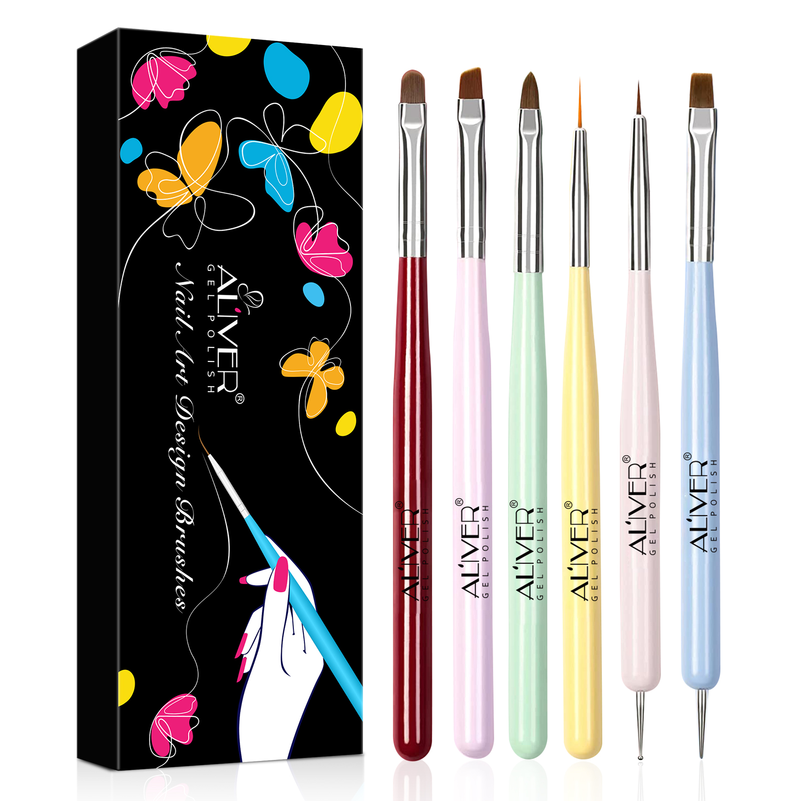 ALIVER nail brush superior quality makeup tools nail art design brushes set